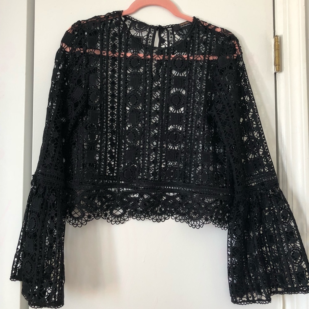Black lace crop top